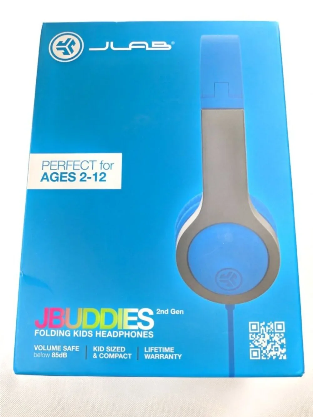 JLab JBuddies Folding Gen 2 Kids Headphones Wired Volume Limiter Ages 2+ Blue